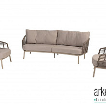 Puglia 3 seater SET : bench organic latte + 2x living chair Latte